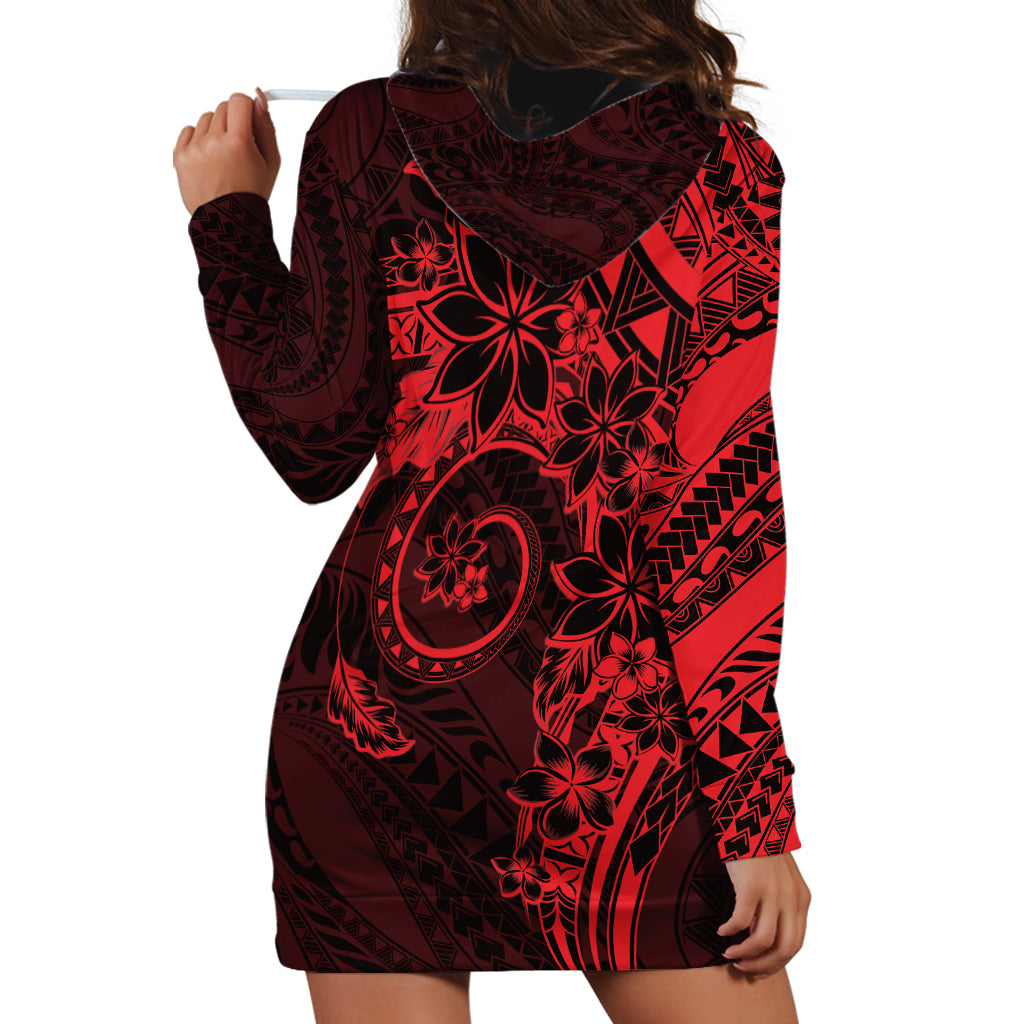 Polynesian Sunset Plumeria Hoodie Dress Red Polynesian Tattoo LT05 - Polynesian Pride