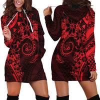 Polynesian Sunset Plumeria Hoodie Dress Red Polynesian Tattoo LT05 - Polynesian Pride
