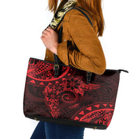 Polynesian Sunset Plumeria Leather Tote Bag Red Polynesian Tattoo LT05 Red - Polynesian Pride