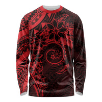 Polynesian Sunset Plumeria Long Sleeve Shirt Red Polynesian Tattoo