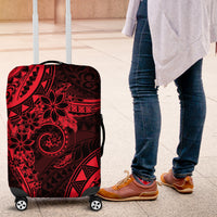 Polynesian Sunset Plumeria Luggage Cover Red Polynesian Tattoo