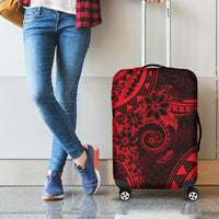 Polynesian Sunset Plumeria Luggage Cover Red Polynesian Tattoo