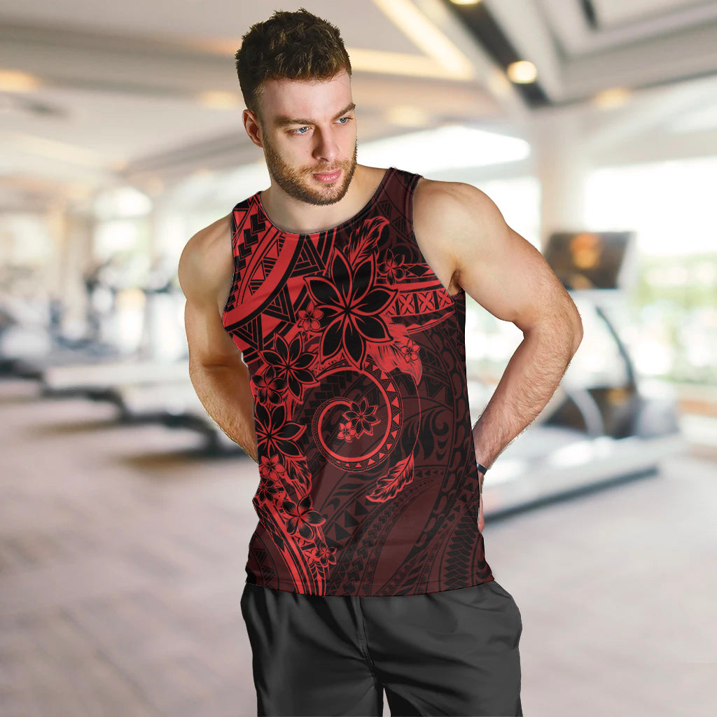Polynesian Sunset Plumeria Men Tank Top Red Polynesian Tattoo LT05 Red - Polynesian Pride