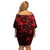 Polynesian Sunset Plumeria Off Shoulder Short Dress Red Polynesian Tattoo