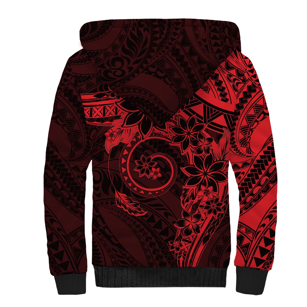 Polynesian Sunset Plumeria Sherpa Hoodie Red Polynesian Tattoo LT05 - Polynesian Pride