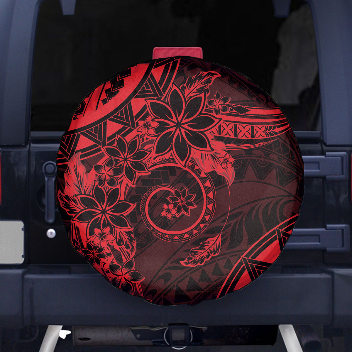 Polynesian Sunset Plumeria Spare Tire Cover Red Polynesian Tattoo LT05 - Polynesian Pride