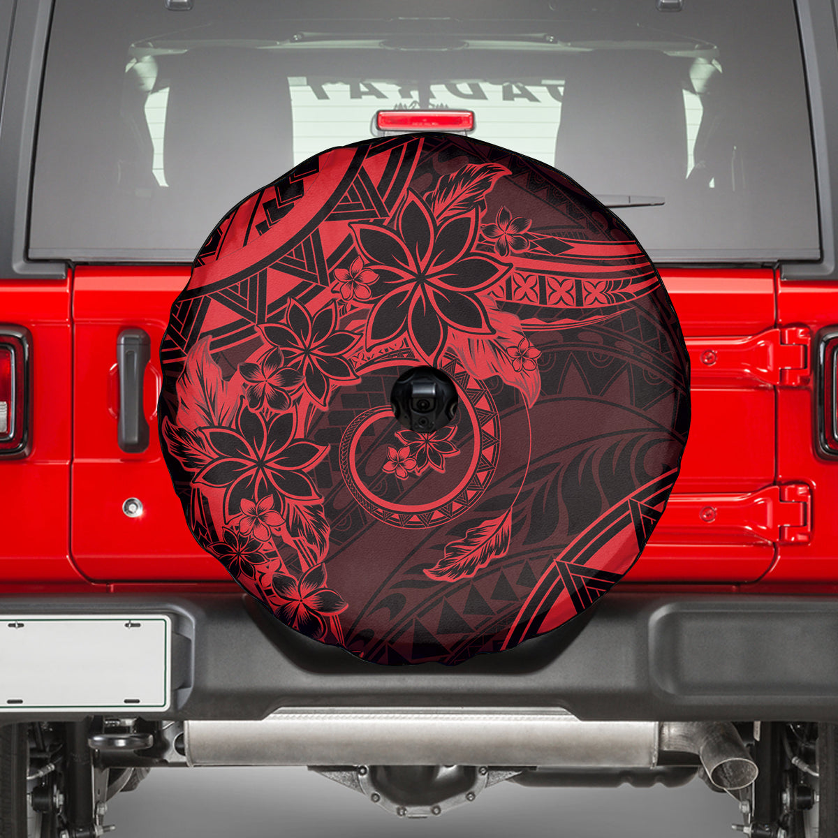 Polynesian Sunset Plumeria Spare Tire Cover Red Polynesian Tattoo LT05 - Polynesian Pride