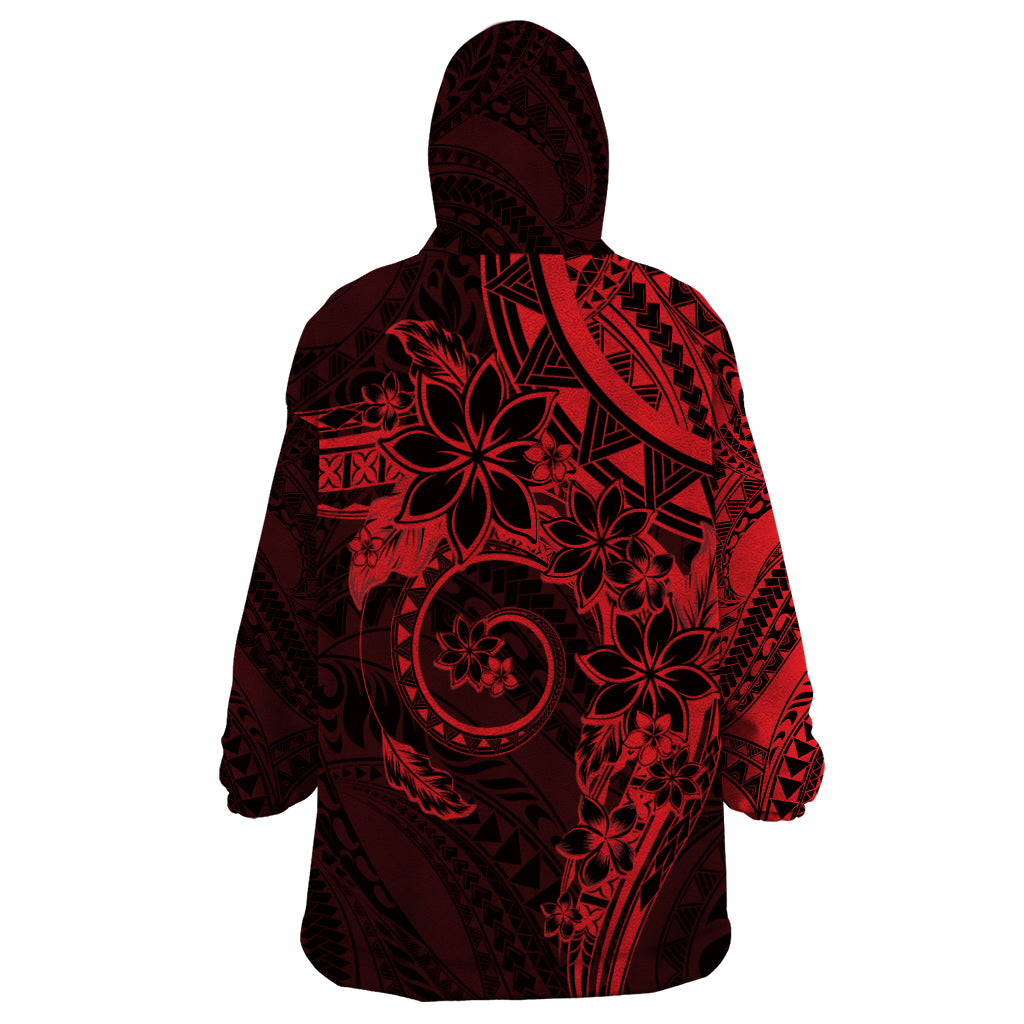 Polynesian Sunset Plumeria Wearable Blanket Hoodie Red Polynesian Tattoo LT05 - Polynesian Pride