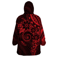 Polynesian Sunset Plumeria Wearable Blanket Hoodie Red Polynesian Tattoo LT05 - Polynesian Pride