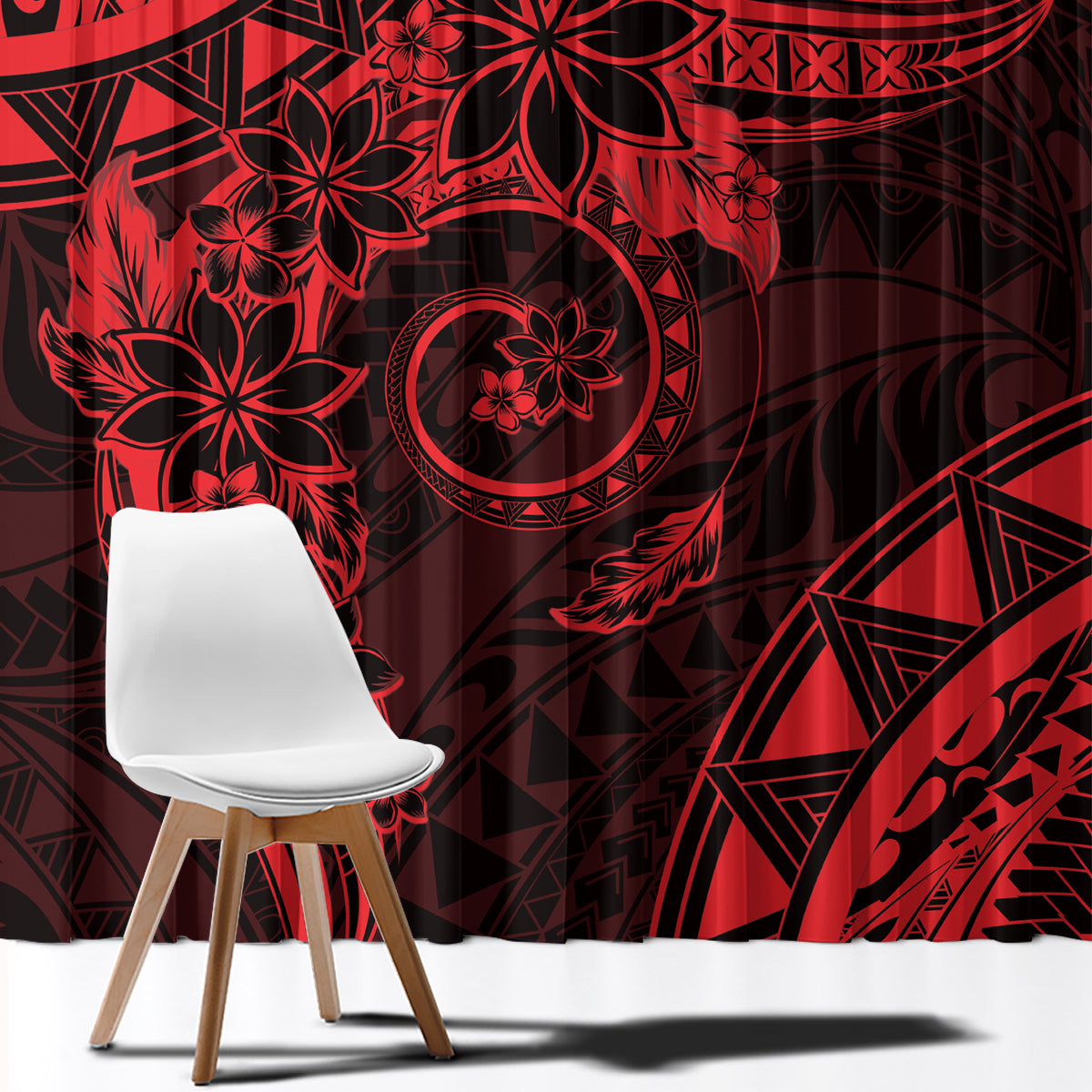 Polynesian Sunset Plumeria Window Curtain Red Polynesian Tattoo LT05 - Polynesian Pride