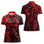 Polynesian Sunset Plumeria Women Polo Shirt Red Polynesian Tattoo