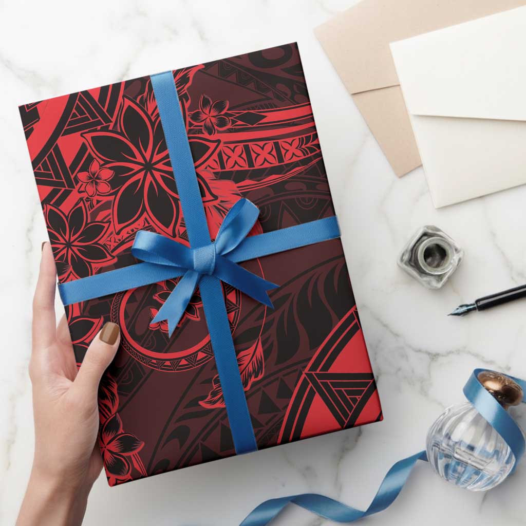 Polynesian Sunset Plumeria Wrapping Paper Red Polynesian Tattoo LT05 - Polynesian Pride