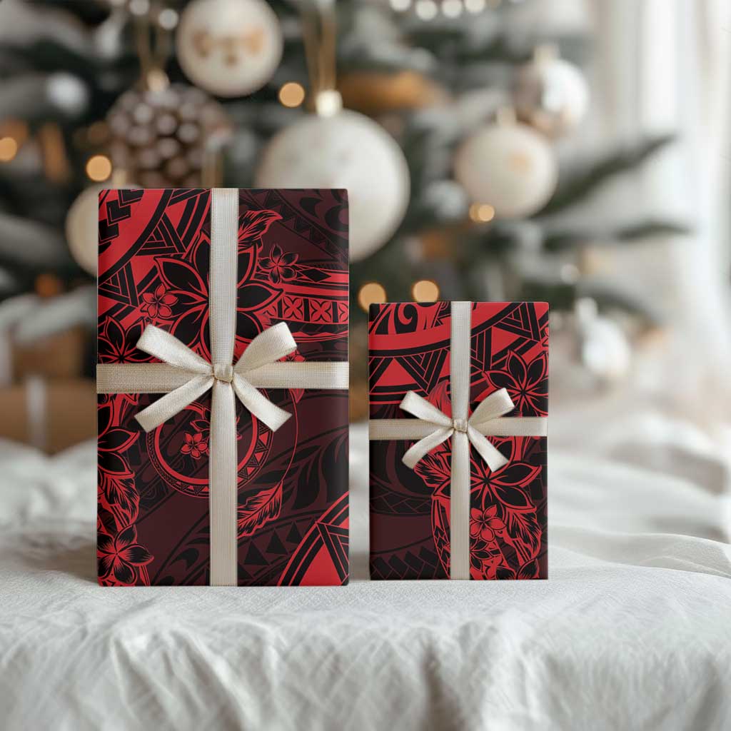 Polynesian Sunset Plumeria Wrapping Paper Red Polynesian Tattoo LT05 - Polynesian Pride