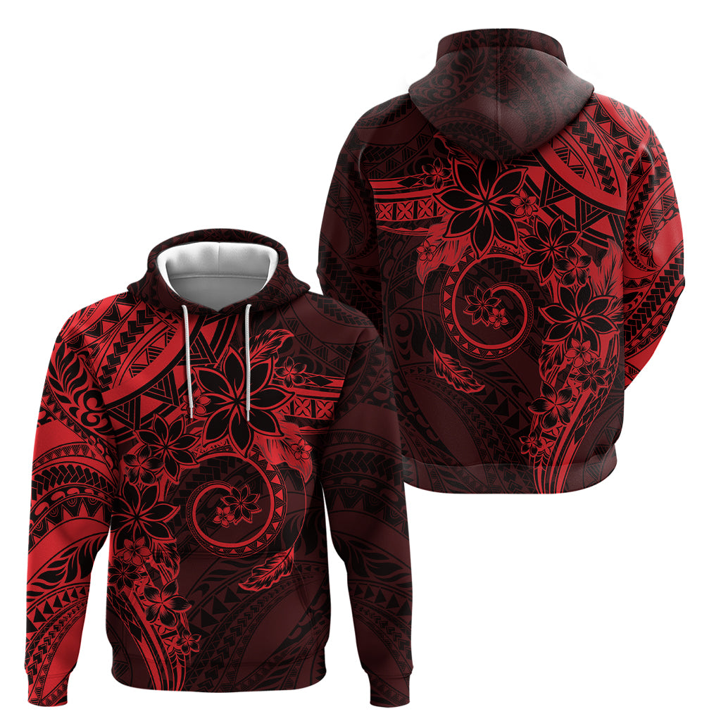 Polynesian Sunset Plumeria Zip Hoodie Red Polynesian Tattoo