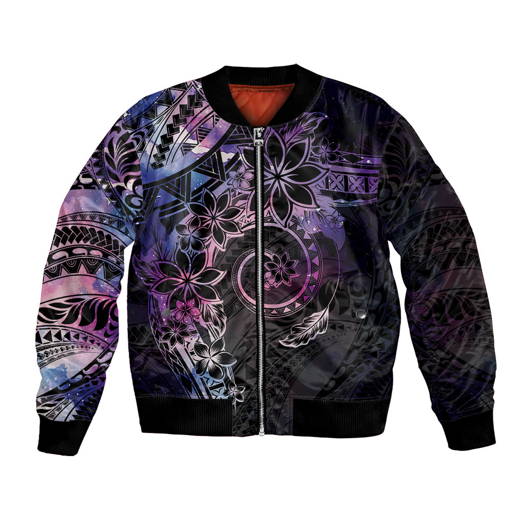Polynesian Sunset Plumeria Bomber Jacket Galaxy Polynesian Tattoo LT05 Unisex Galaxy - Polynesian Pride