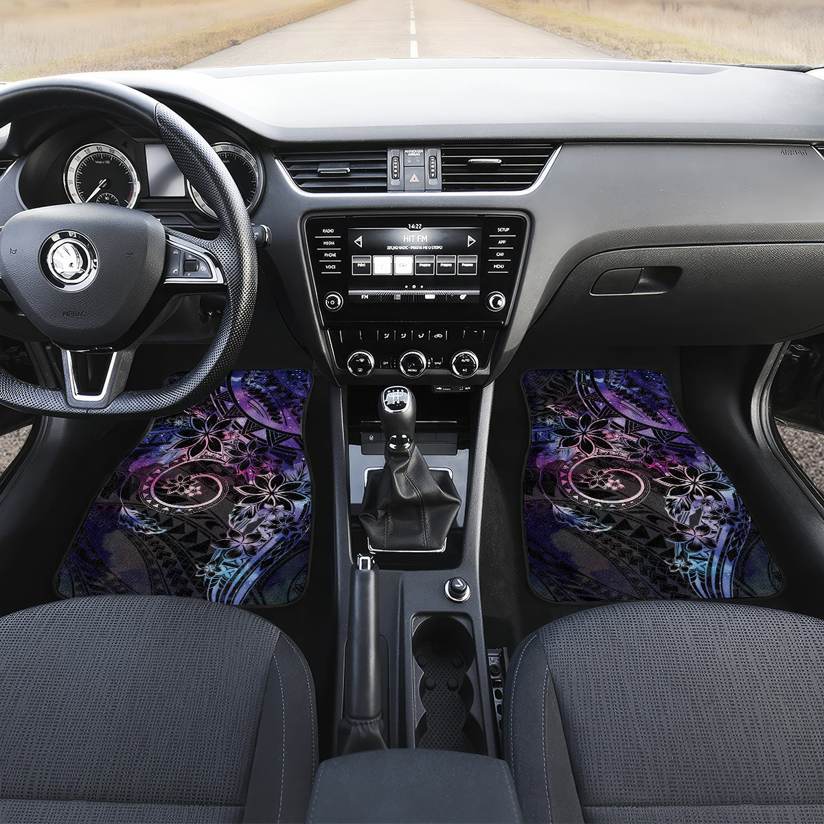 Polynesian Sunset Plumeria Car Mats Galaxy Polynesian Tattoo LT05 Set 2pcs - Front Galaxy - Polynesian Pride
