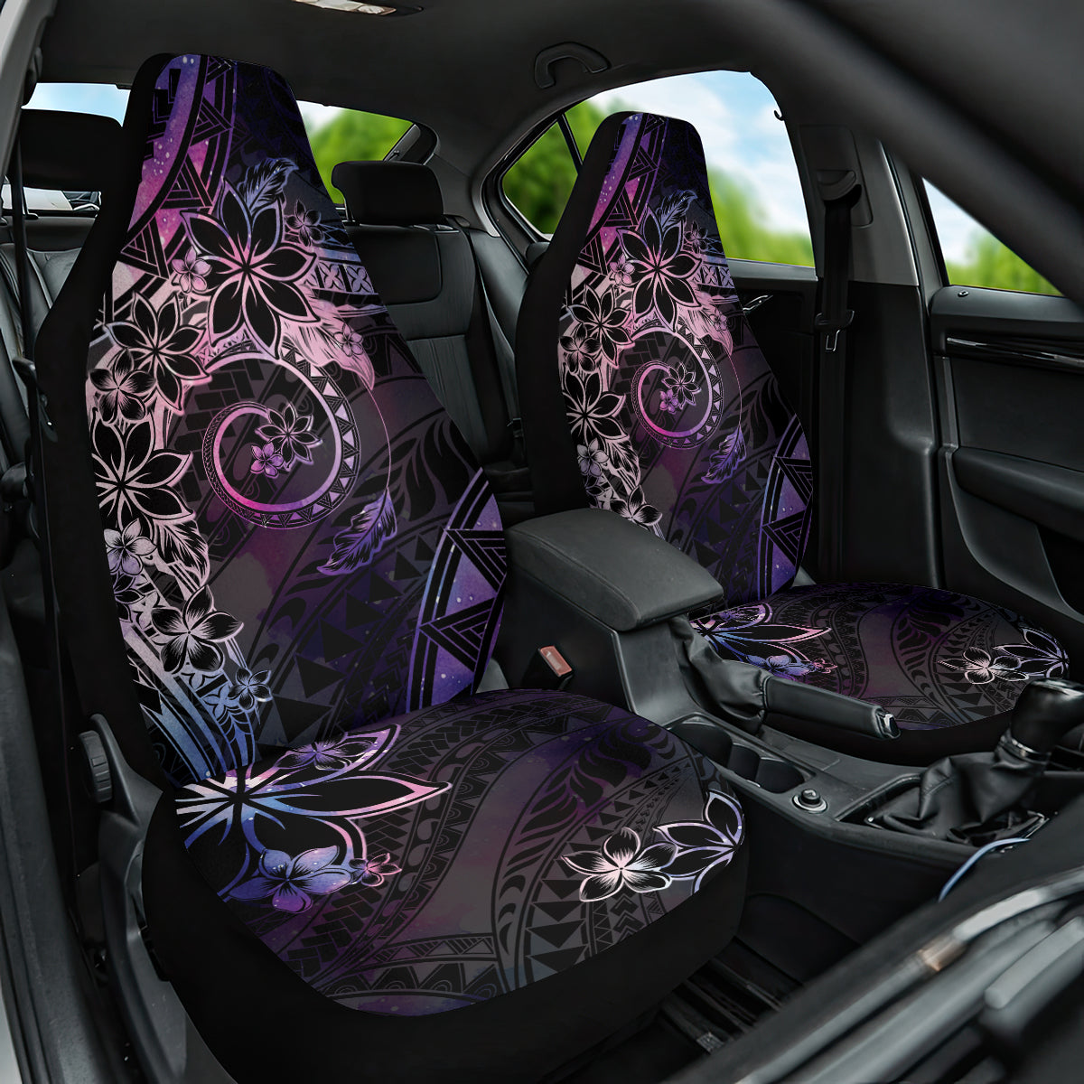 Polynesian Sunset Plumeria Car Seat Cover Galaxy Polynesian Tattoo