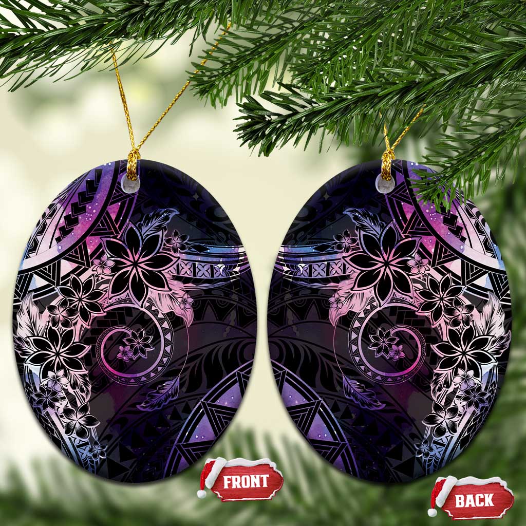 Polynesian Sunset Plumeria Ceramic Ornament Galaxy Polynesian Tattoo LT05 Oval Galaxy - Polynesian Pride