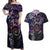 Polynesian Sunset Plumeria Couples Matching Off Shoulder Maxi Dress and Hawaiian Shirt Galaxy Polynesian Tattoo