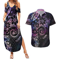 Polynesian Sunset Plumeria Couples Matching Summer Maxi Dress and Hawaiian Shirt Galaxy Polynesian Tattoo LT05 Galaxy - Polynesian Pride