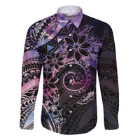 Polynesian Sunset Plumeria Family Matching Off Shoulder Maxi Dress and Hawaiian Shirt Galaxy Polynesian Tattoo