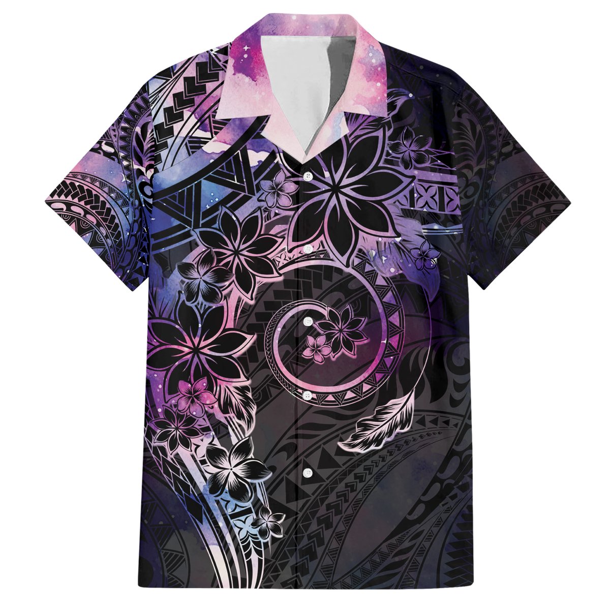 Polynesian Sunset Plumeria Hawaiian Shirt Galaxy Polynesian Tattoo LT05 Galaxy - Polynesian Pride