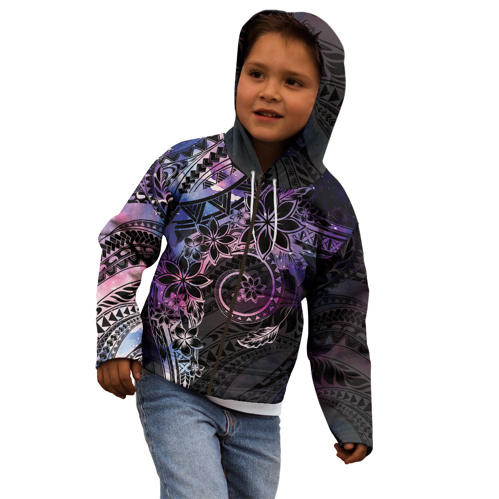Polynesian Sunset Plumeria Kid Hoodie Galaxy Polynesian Tattoo