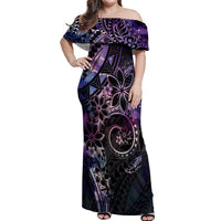Polynesian Sunset Plumeria Off Shoulder Maxi Dress Galaxy Polynesian Tattoo LT05 Women Galaxy - Polynesian Pride