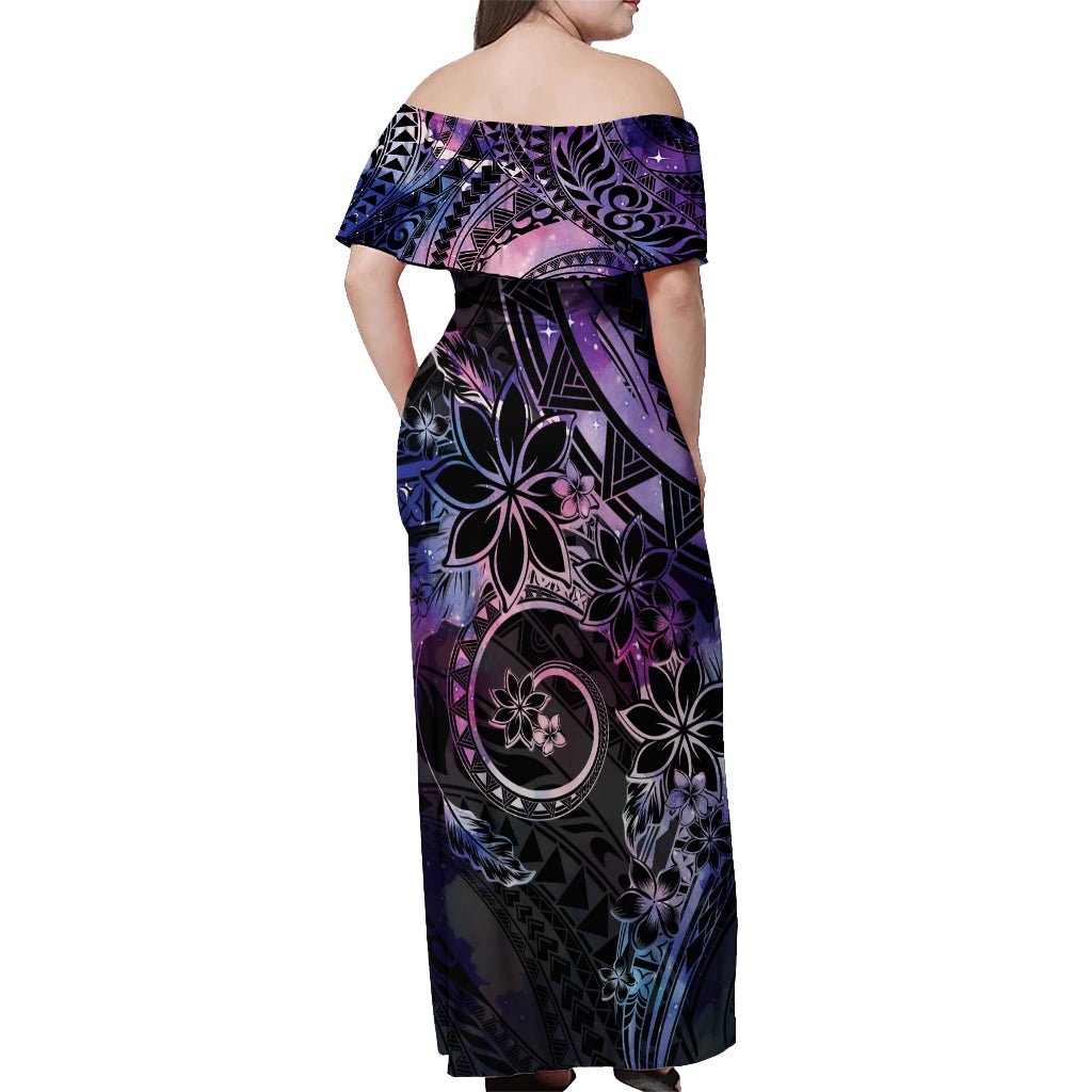 Polynesian Sunset Plumeria Off Shoulder Maxi Dress Galaxy Polynesian Tattoo LT05 - Polynesian Pride