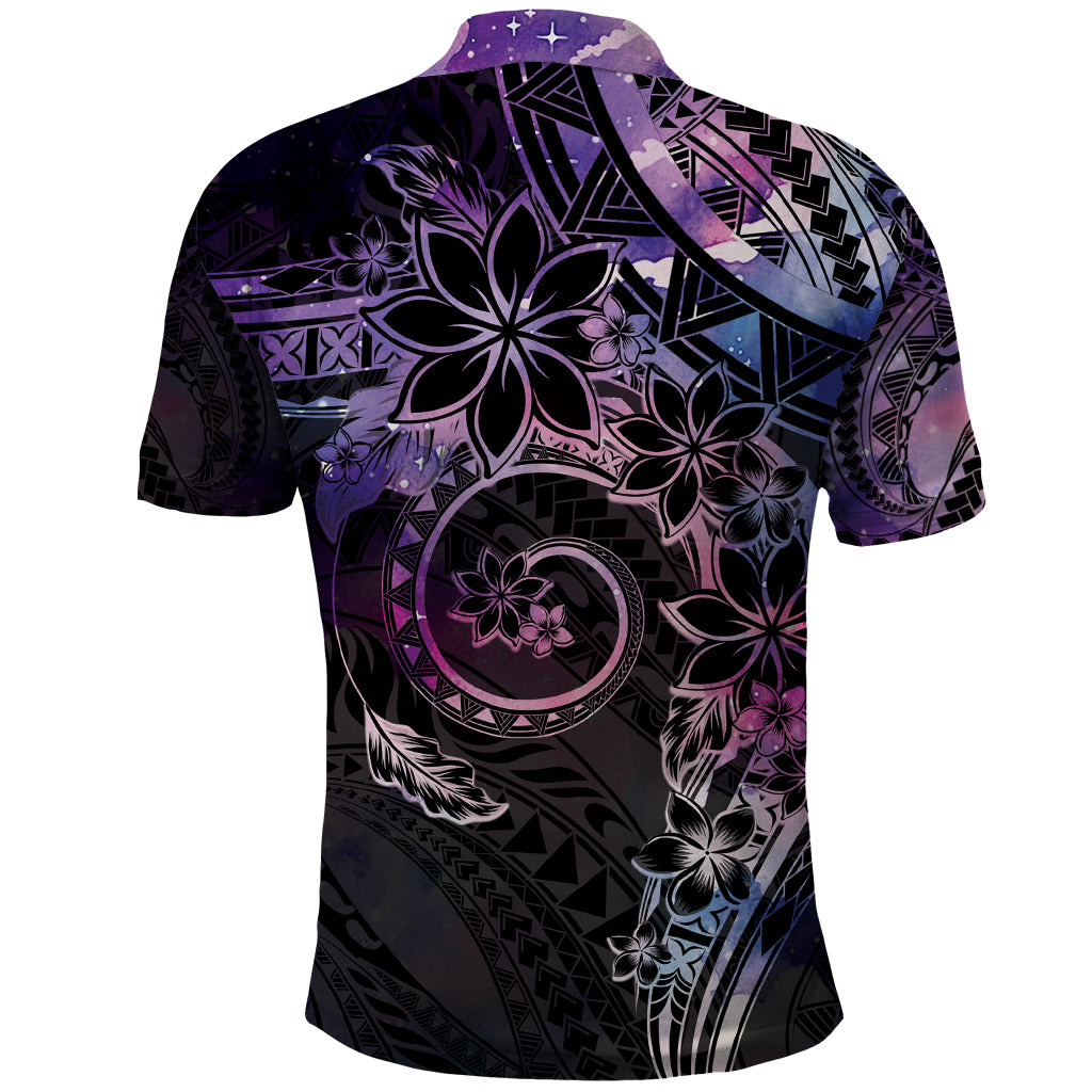 Polynesian Sunset Plumeria Polo Shirt Galaxy Polynesian Tattoo