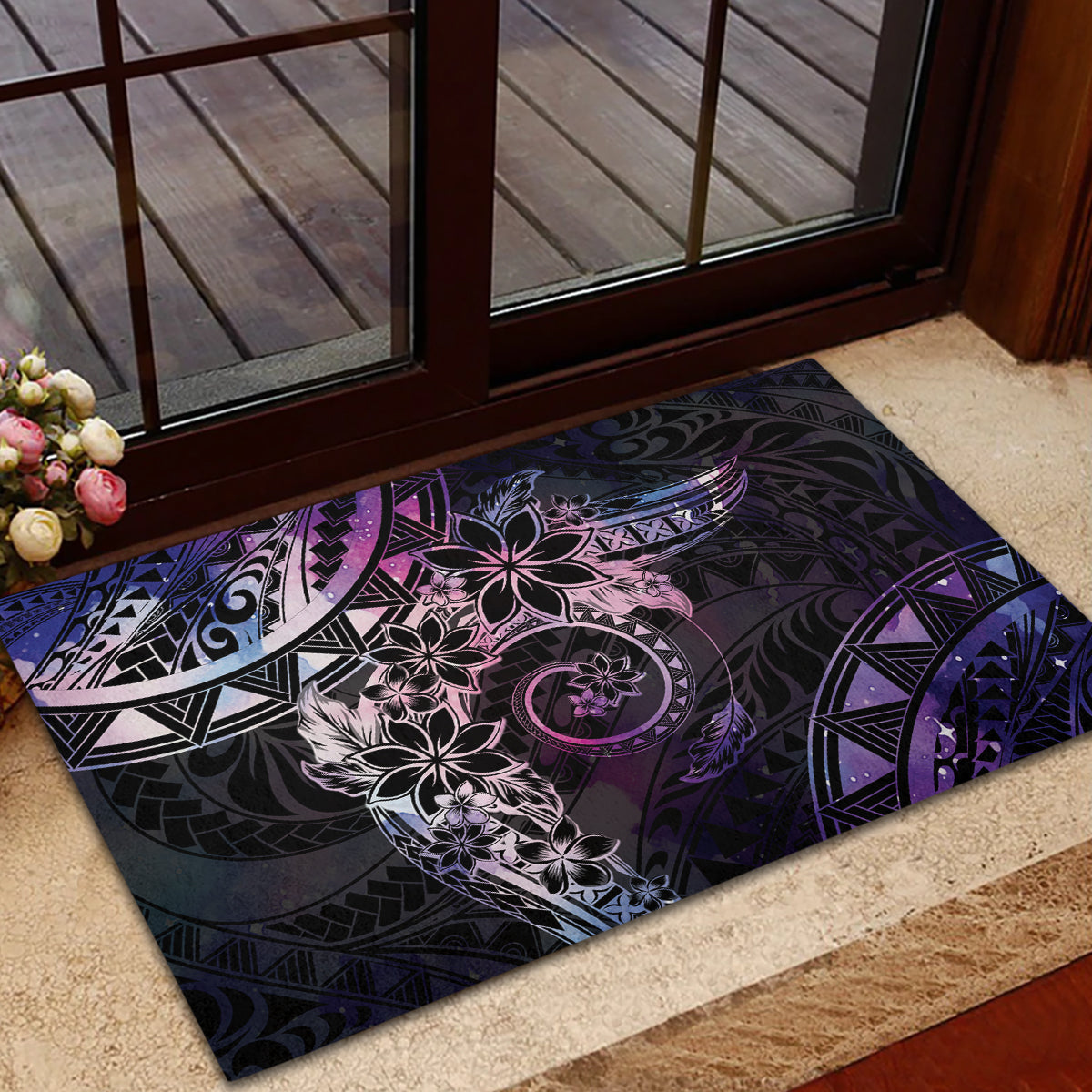 Polynesian Sunset Plumeria Rubber Doormat Galaxy Polynesian Tattoo LT05 - Polynesian Pride