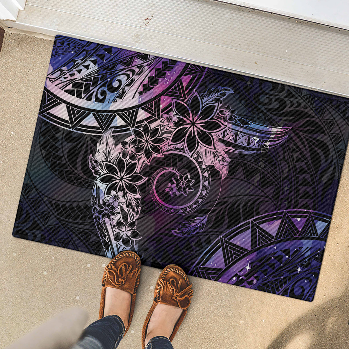 Polynesian Sunset Plumeria Rubber Doormat Galaxy Polynesian Tattoo LT05 - Polynesian Pride