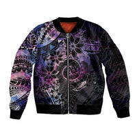 Polynesian Sunset Plumeria Sleeve Zip Bomber Jacket Galaxy Polynesian Tattoo LT05 Unisex Galaxy - Polynesian Pride