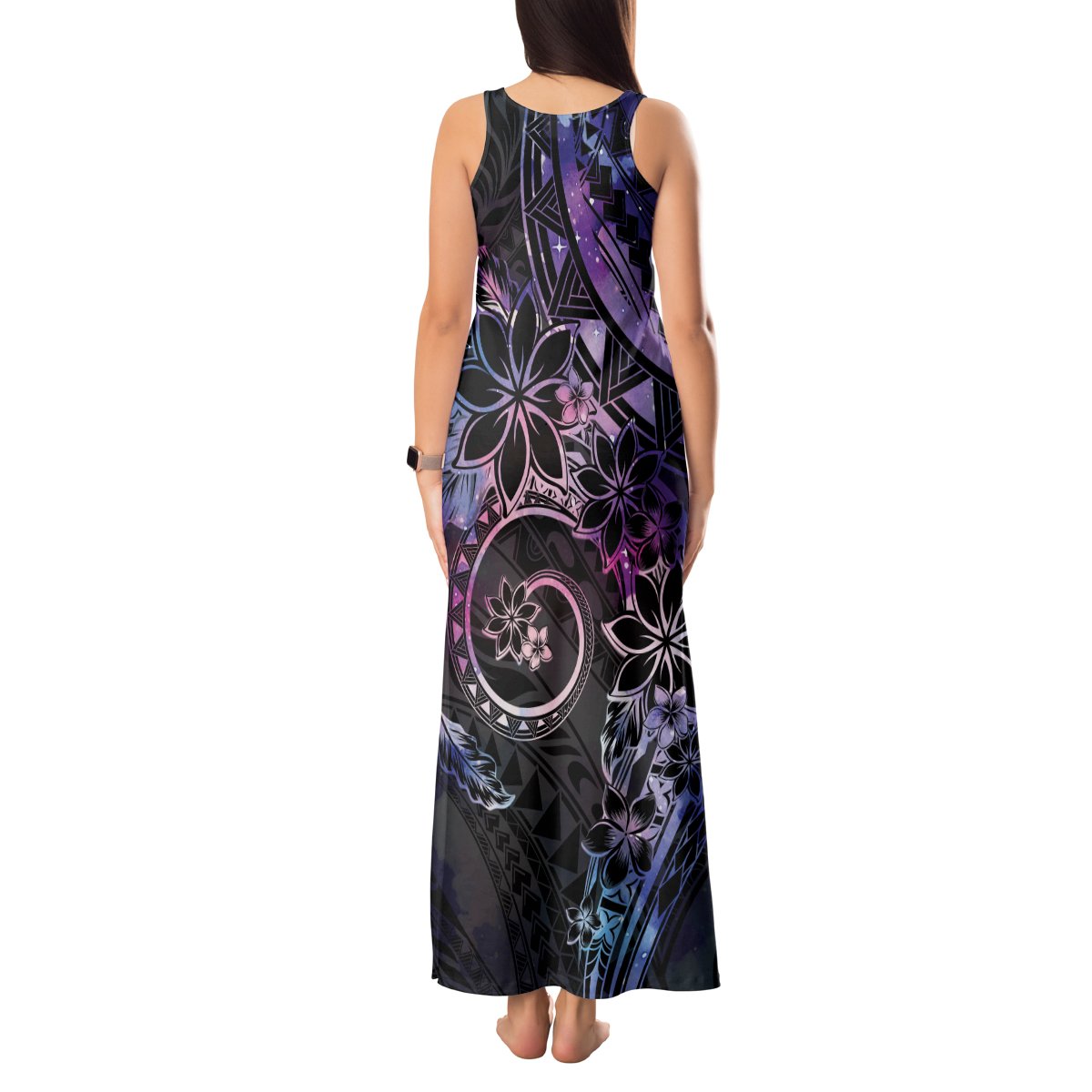 Polynesian Sunset Plumeria Tank Maxi Dress Galaxy Polynesian Tattoo LT05 - Polynesian Pride