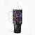 Galaxy Polynesian Pattern With Plumeria Flowers Tumbler With Handle