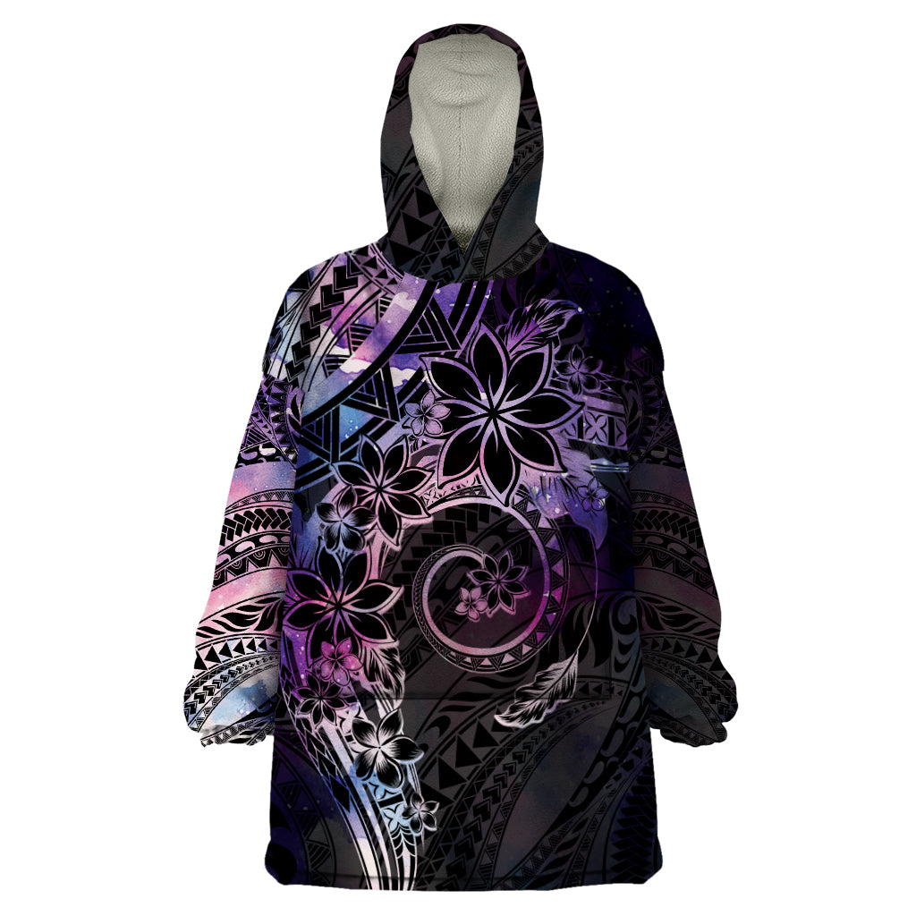Polynesian Sunset Plumeria Wearable Blanket Hoodie Galaxy Polynesian Tattoo LT05 One Size Galaxy - Polynesian Pride