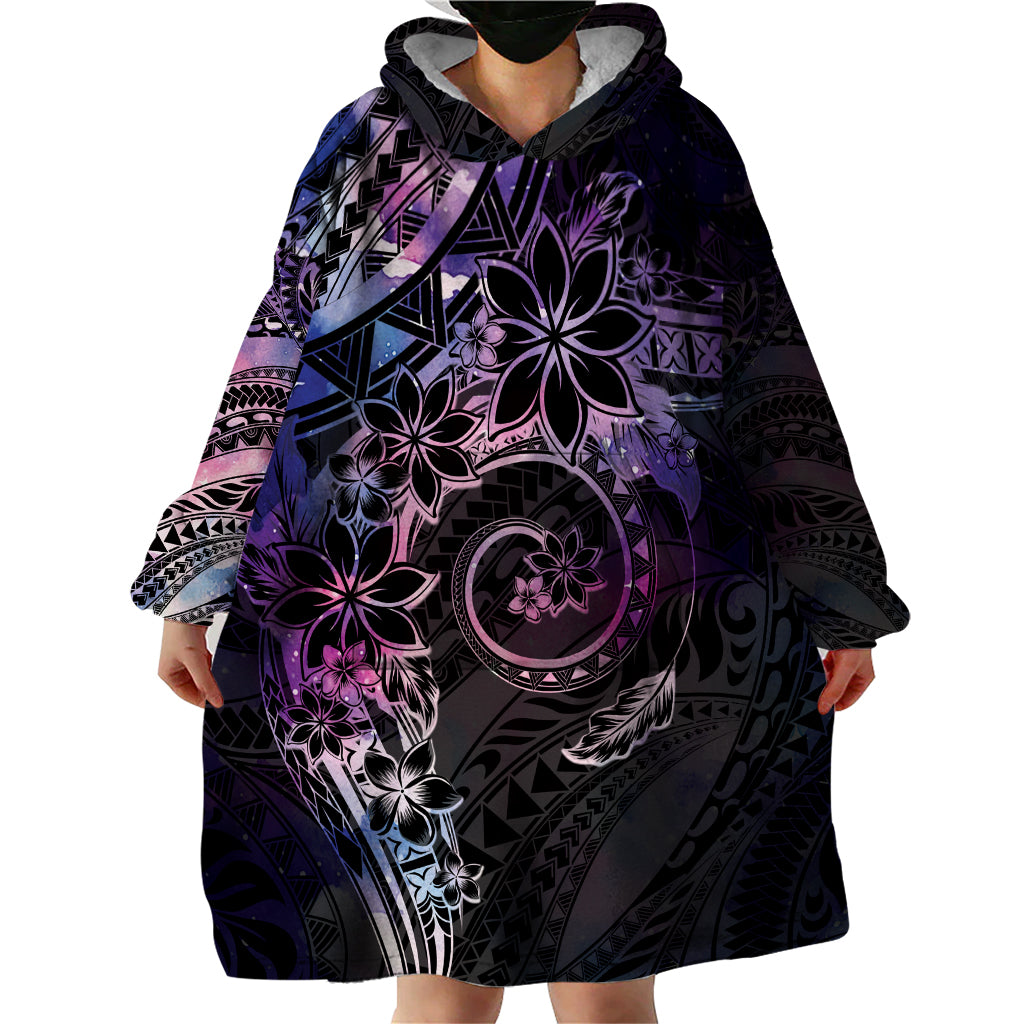 Polynesian Sunset Plumeria Wearable Blanket Hoodie Galaxy Polynesian Tattoo LT05 - Polynesian Pride