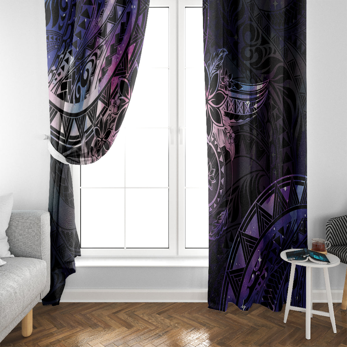 Polynesian Sunset Plumeria Window Curtain Galaxy Polynesian Tattoo LT05 - Polynesian Pride