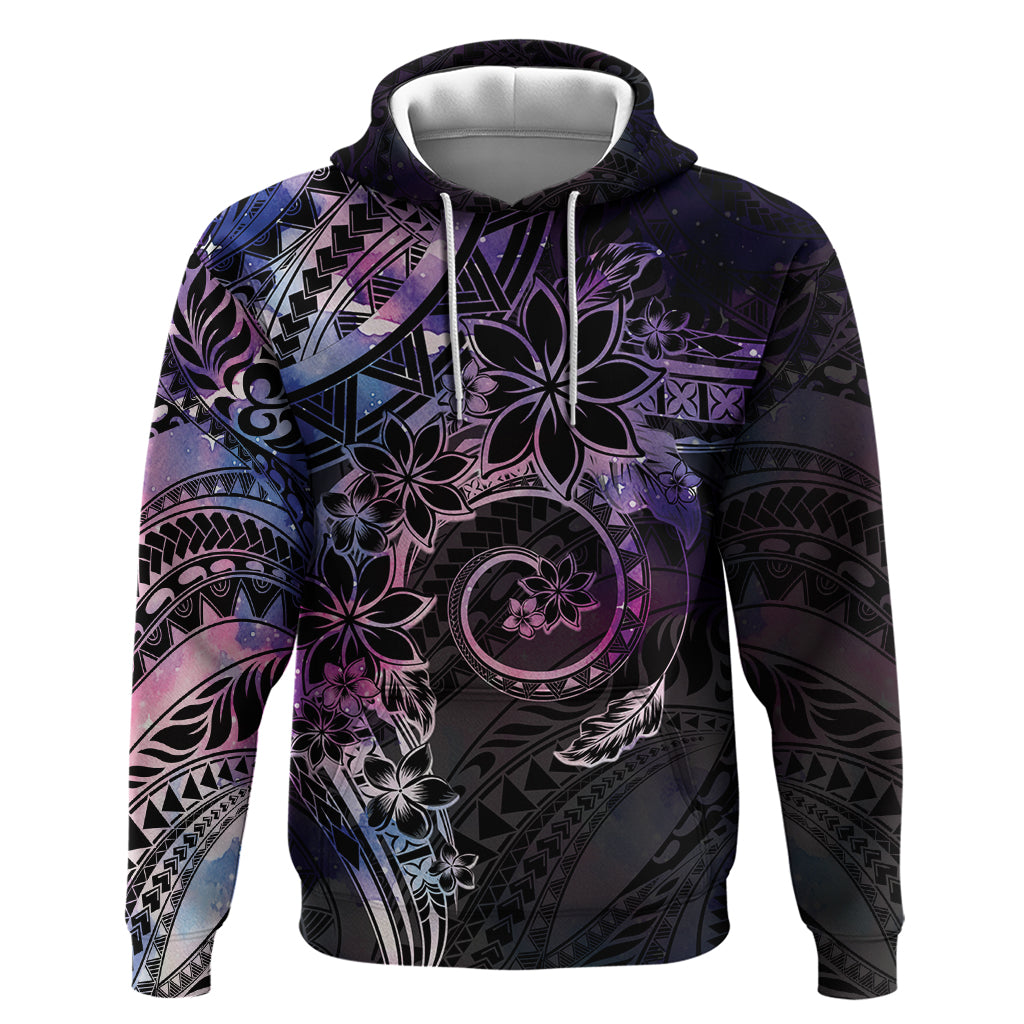 Polynesian Sunset Plumeria Zip Hoodie Galaxy Polynesian Tattoo