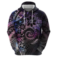 Polynesian Sunset Plumeria Zip Hoodie Galaxy Polynesian Tattoo