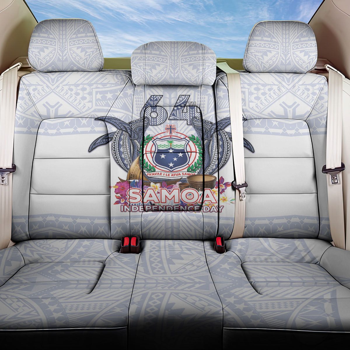 Samoa Independence Day Back Car Seat Cover Samoa United For A New Beginning LT05 One Size White - Polynesian Pride