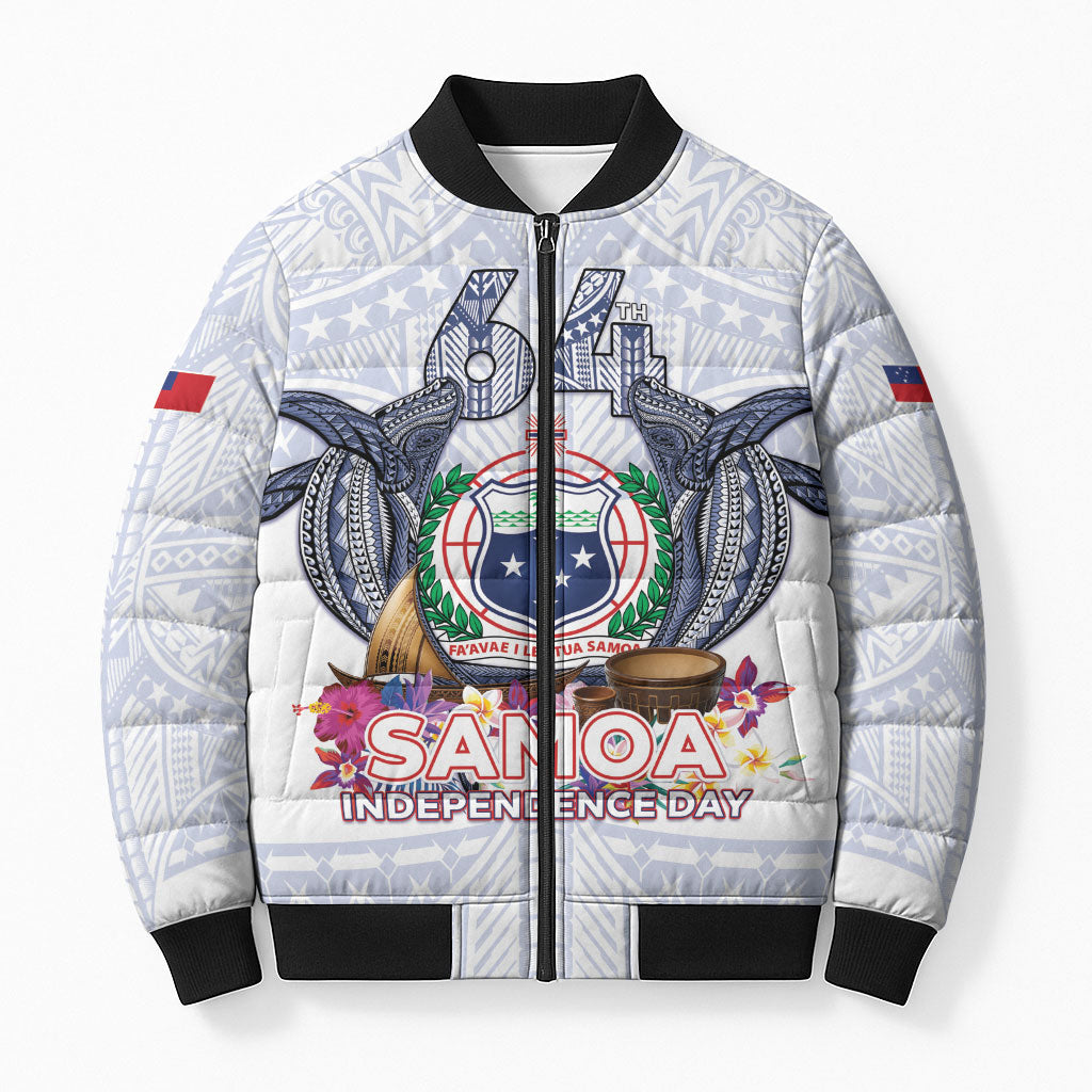 Samoa Independence Day Bomber Puffer Jacket Samoa United For A New Beginning LT05 Unisex White - Polynesian Pride