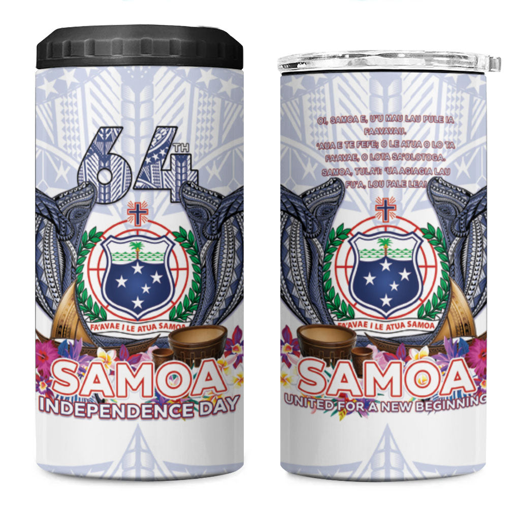 Samoa Independence Day 4 in 1 Can Cooler Tumbler Samoa United For A New Beginning LT05 One Size: 16 oz White - Polynesian Pride