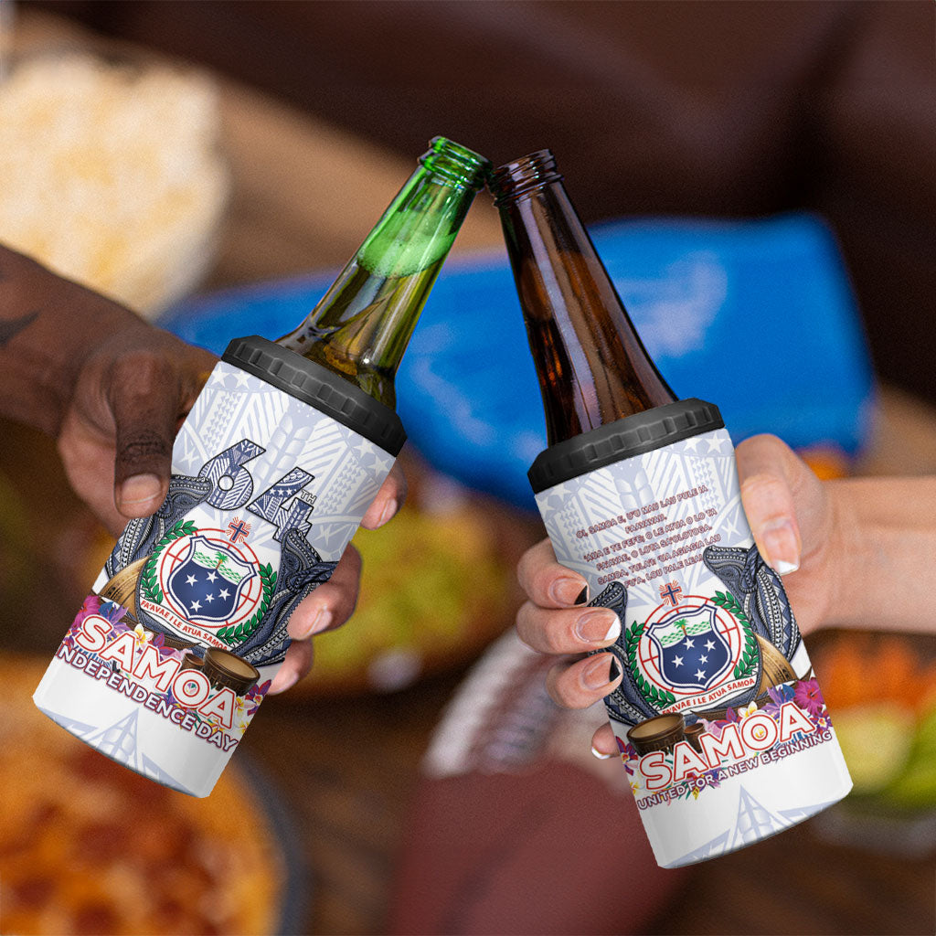 Samoa Independence Day 4 in 1 Can Cooler Tumbler Samoa United For A New Beginning LT05 - Polynesian Pride