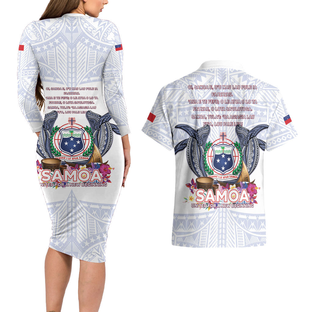 Samoa Independence Day Couples Matching Long Sleeve Bodycon Dress and Hawaiian Shirt Samoa United For A New Beginning LT05 - Polynesian Pride