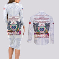 Samoa Independence Day Couples Matching Long Sleeve Bodycon Dress and Long Sleeve Button Shirt Samoa United For A New Beginning LT05 - Polynesian Pride