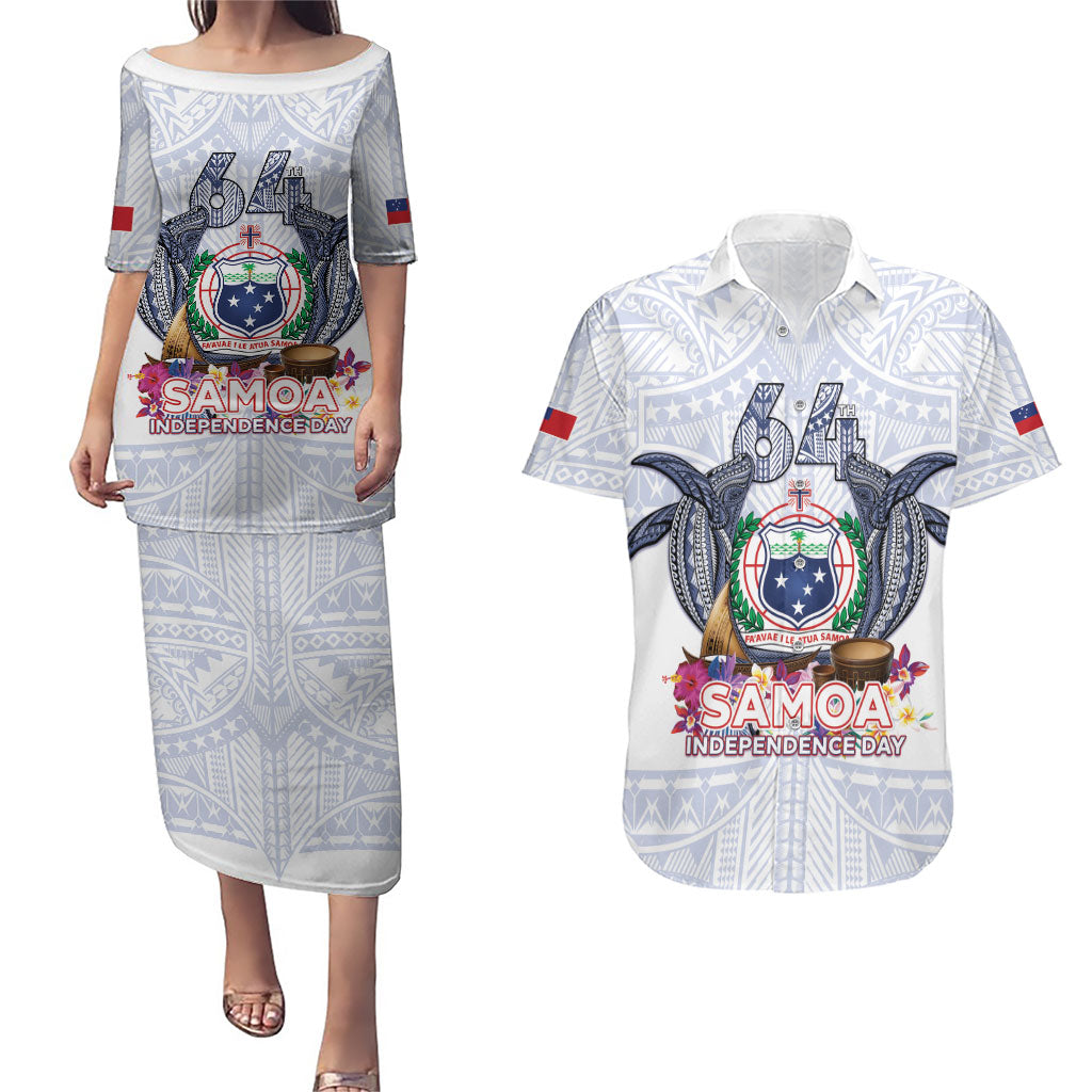 Samoa Independence Day Couples Matching Puletasi and Hawaiian Shirt Samoa United For A New Beginning LT05 White - Polynesian Pride