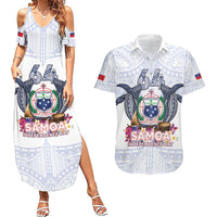 Samoa Independence Day Couples Matching Summer Maxi Dress and Hawaiian Shirt Samoa United For A New Beginning LT05 White - Polynesian Pride