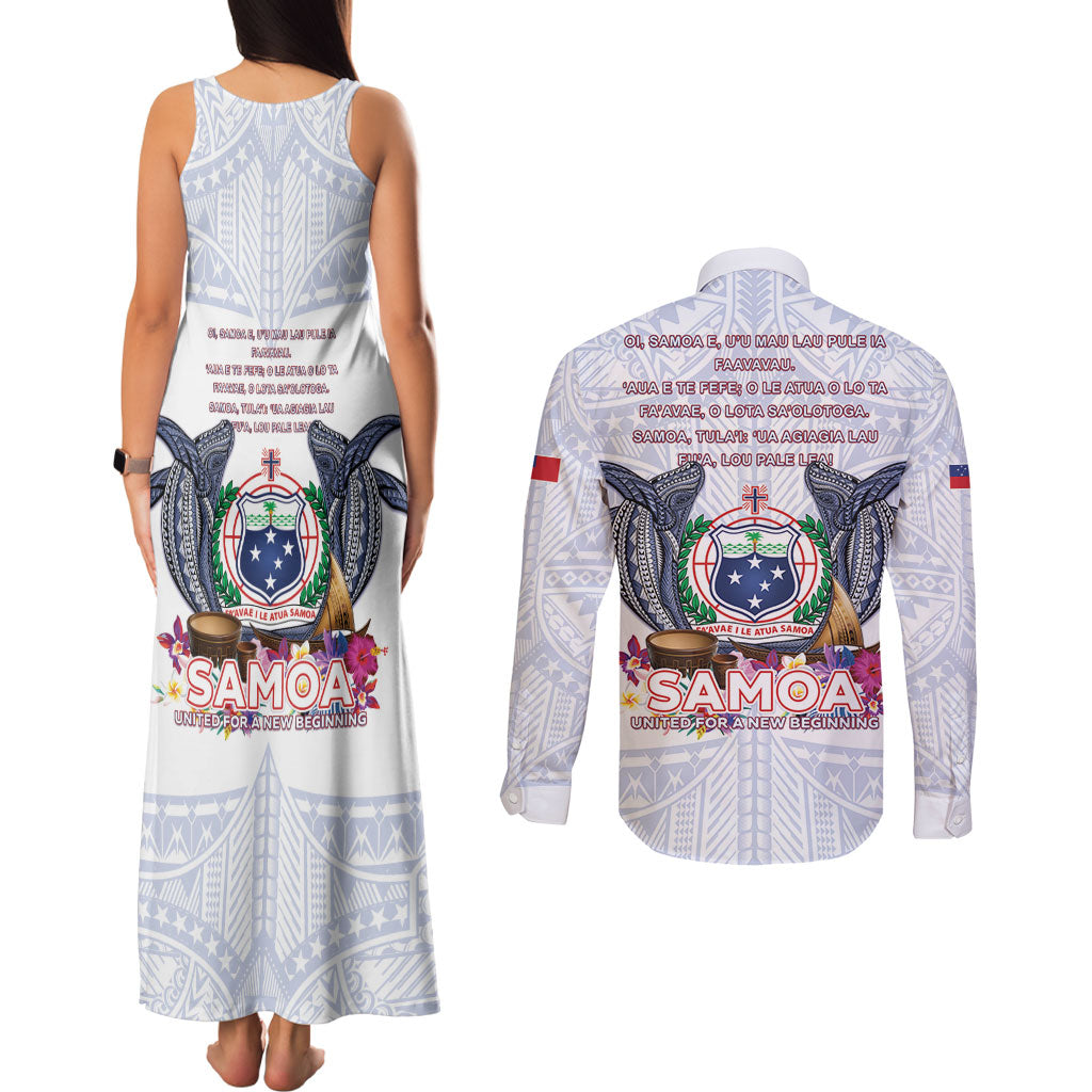 Samoa Independence Day Couples Matching Tank Maxi Dress and Long Sleeve Button Shirt Samoa United For A New Beginning LT05 - Polynesian Pride