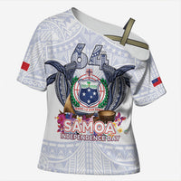 Samoa Independence Day Cross Shoulder Shirt Samoa United For A New Beginning LT05 Female White - Polynesian Pride